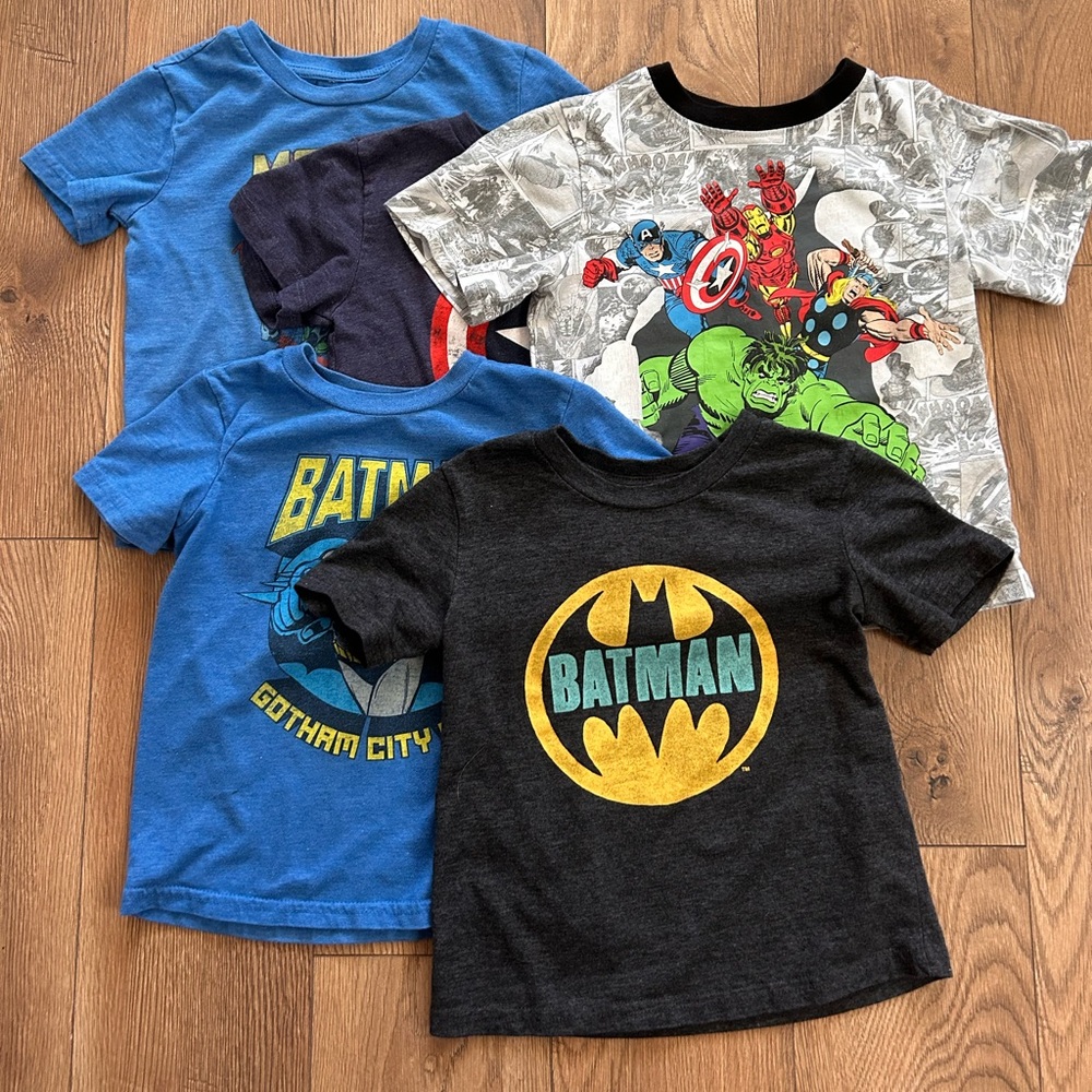 Boys 4T Bundle (5) Marvel and Batman T-shirts
